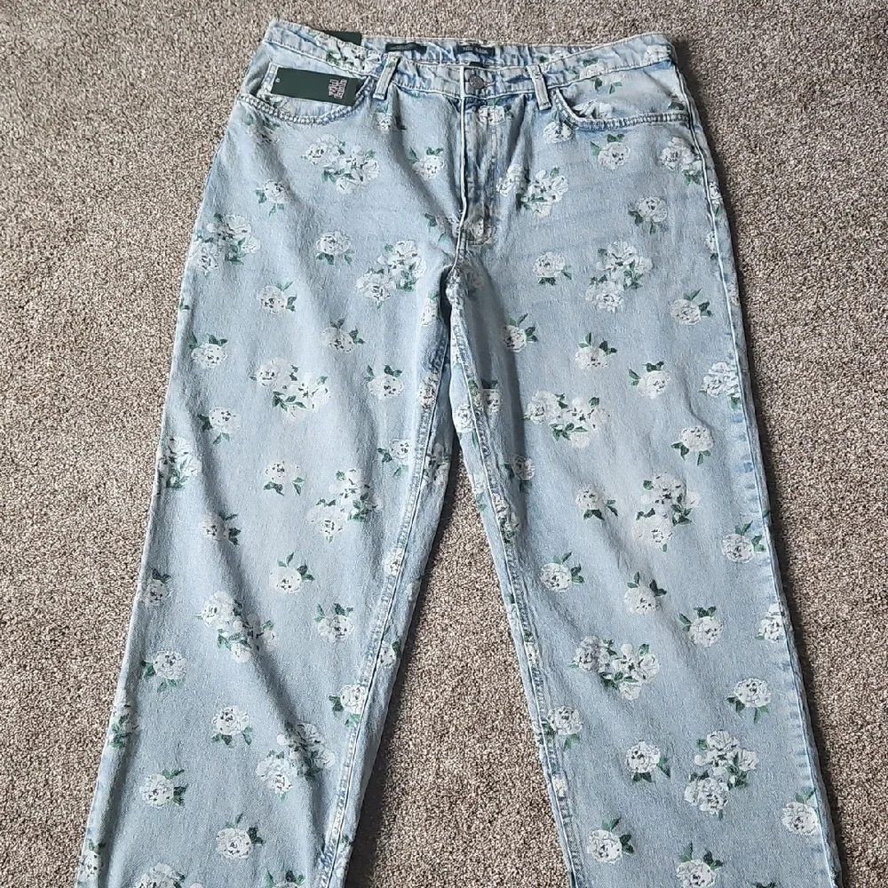 Wild Fable Blue Straight Leg Jeans with Floral Print - Picture 2 of 15